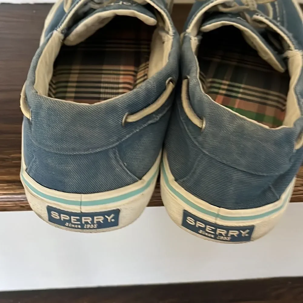 Sperry Topsider Halyard blue chambray sailboat canvas boat yacht deck shoes 10